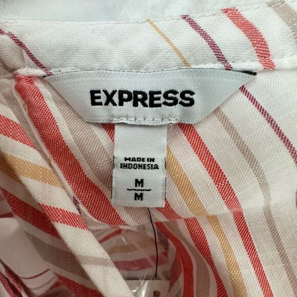 Express Women's Size M Ruffled Halter Top Multicolored Stripe 100% Cotton - Picture 6 of 12